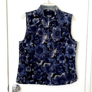 Blue print quilted vest